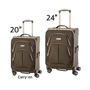 2 PCS LONDON FOG Bromley Softside Expandable Spinner Luggage Carryon 20” & 24” - Picture 1 of 17