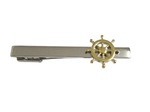Boat Steering Tie Clip For Men's In 10K Two-Tone Gold - Picture 1 of 3