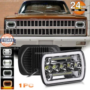 Fit For Chevrolet C10 C20 C30 1981-86 7x6" 5x7 LED Headlight Hi/Lo DRL Turn Lamp - Picture 1 of 13