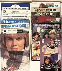 Aran Scandinavian Nordic Sweater Knitting Patterns Sirdar Tivoli Baruffa Unger - Picture 1 of 77