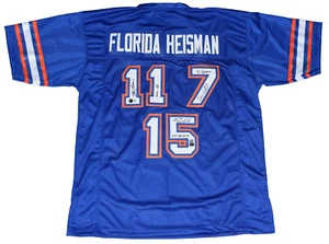 TIM TEBOW STEVE SPURRIER DANNY WUERFFEL SIGNED FLORIDA GATORS HEISMAN JERSEY - Picture 1 of 1