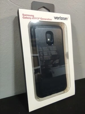 Verizon Samsung Galaxy J3 J3V J3 V 3rd Gen 2018 Black Rugged Case Protector Skin