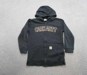 Carhartt Hoodie Sweatshirt Youth Spell Out Full Zip Black Size Large 14/16 READ - Picture 1 of 12