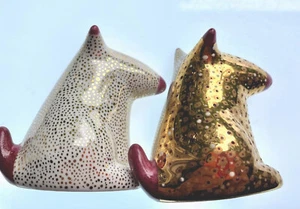 Hund Salz und Pfefferstreuer Gold Glanz auf Porzellan Paola Bari Fine Arts Keramik - Bild 1 von 8