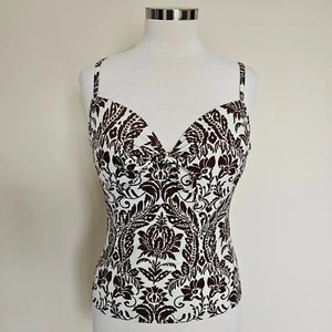 Victoria's Secret Gr. 36C braun Brokatmuster Bügel Badeanzug Schwimmen Tank Top - Bild 1 von 15