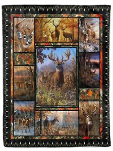Deer Natural Blankets Gift For Hunting Lover Fleece  Hunter Blanket Xmas