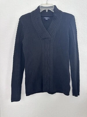 Suéter suéter para mujer NAUTICA talla M cuello chal tejido con cable negro pescadores Foto 1 de 4
