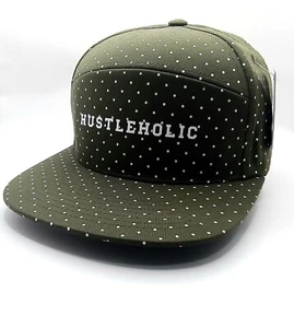 Hustleholic Hip-Hop Hustle Snapback Hat Olive Green Polka Dot Ballcap Flatbill  - Picture 1 of 9