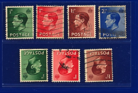 1936 SG457-460 ½d-2½d Set (4) & SG457Wi-459Wi Wmk Inv (3) Good Used peyv Cover