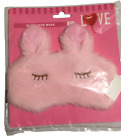 Pink Bunny Eye Sleep Mask Plush Ears Embroidered Eyes Soft Ages 3+ NEW