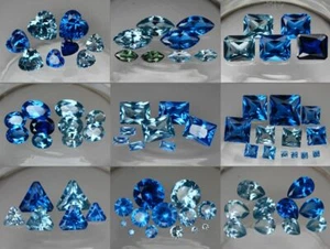 Lab Created Blue Spinel AAA Synthetic Loose Gemstone Colours Sapphire Aquamarine - Picture 1 of 72