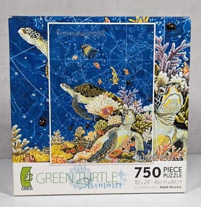 Ceaco 750 Piece Puzzle Green Turtle Shimmer Glitter Puzzle Sealed - Picture 1 of 6