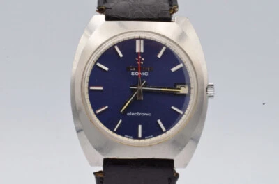 Eterna Sonic Classic Men's Watch Steel With Leather Band 36MM Vintage RAR - image 1 of 4
