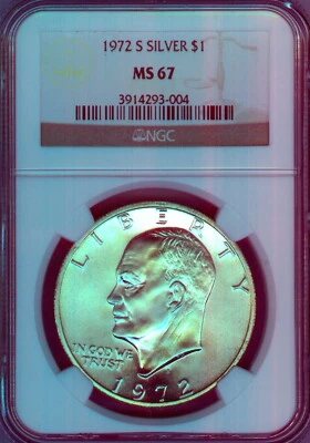 1972-S Silver Eisenhower Dollar Grade MS67 by NGC  - Image 1 of 3