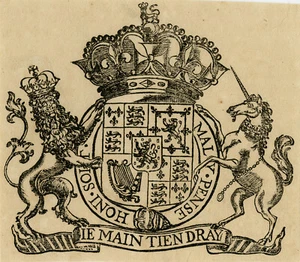 Antique Print-A depiction of the coat of arms of England-Heraldry-Anonymous-1692 - Picture 1 of 4