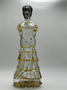 Vintage Glass Hand Painted Nogueras Barcelona Senorita Liquor Bottle Bar 6 3/4" - Picture 1 of 8