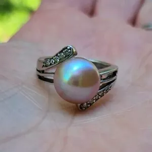 Sterling silver pink pearl ring 925 - Picture 1 of 6