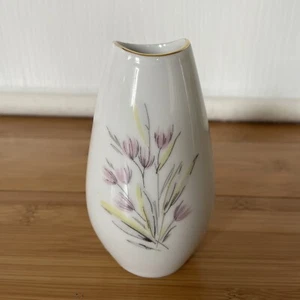 Bavaria Schumann Germany - Gold Gilded Porcelain Vase - Pastel Flowers - Picture 1 of 7