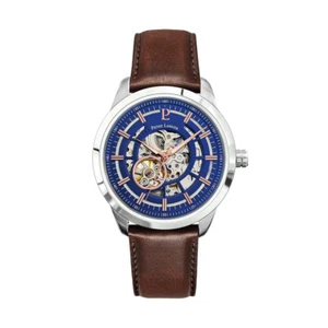 Orologio Automatico Uomo PIERRE LANNIER 329F164 Vera Pelle Marrone Blu - Foto 1 di 2