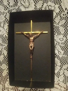 Vintage Messing Kruzifix 10" Zoll mit Box Jesus Christus INRI Wandhänger - Bild 1 von 6