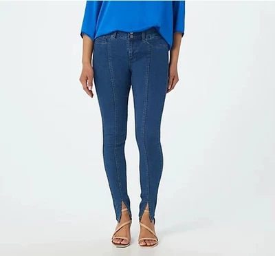 Laurie Felt Medium Wash Regular Curve Silky Denim Skinny Jeans w/ Front Slit New - Image 1 of 4