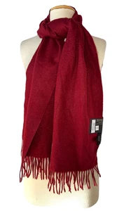 Club Room Neu mit Etikett Herren 100 % Kaschmir Fransen Schal Schalldämpfer burgunderrot $ 120 F62 - Bild 1 von 6