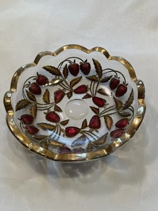 Antike Erdbeerschale gepresstes Goofus Glas Nordholz Glas Co Rückseite bemalt - Bild 1 von 13