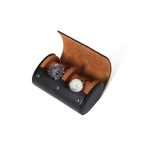 Estuche de Viaje con Rollo de Reloj para Hombre - Organizador de Almacenamiento y 2 Ranuras, Negro/Estilo 2 - Imagen 1 de 5