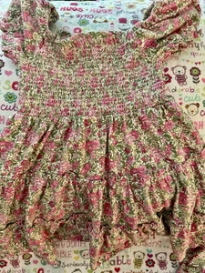 abito ralph lauren 24 mesi bambina rosa floreale increspato smocked manica a sbuffo con pantaloni - Foto 1 di 10