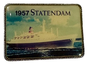 De colección 1957 MS Statendam Cruise Ship Holland America Line Metal Nevera Imán RARO - Imagen 1 de 6