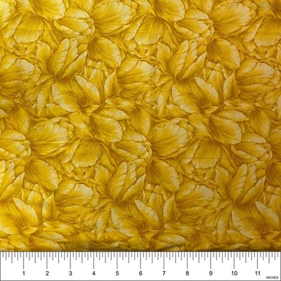 Seattle Bay Yellow Floral 2004 Cotton Fabric Quilt, Sew (OOP) | 35 ½"x44" - Image 1 of 2
