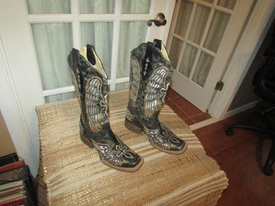 Cruz Corral Vintage A1986 Cuero Envejecido Puntera Cuadrada Ala Mujer Talla 7.5 M Foto 1 de 4