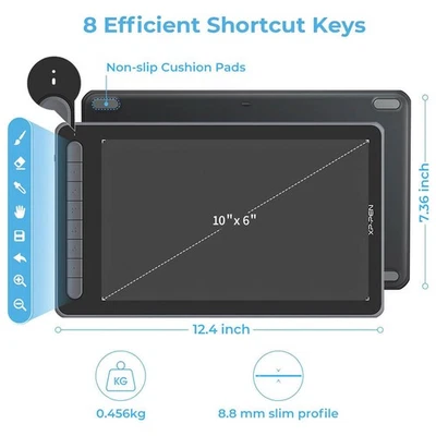 XPPen Deco LW 10x6 Wireless Tablet, X3 Battery-Free Pen, Bluetooth Drawing Pad - Image 1 of 4