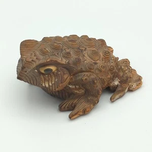 Vintage japanische Cryptomeria Sugi Frosch handgeschnitzt Zedernholz Kröte MCM - Bild 1 von 15