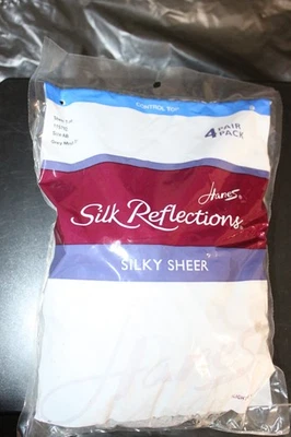 Hanes Silk Reflections Sedoso Transparente Control Top Puntera Transparente Paquete de 4 Gris Niebla Talla AB Foto 1 de 2