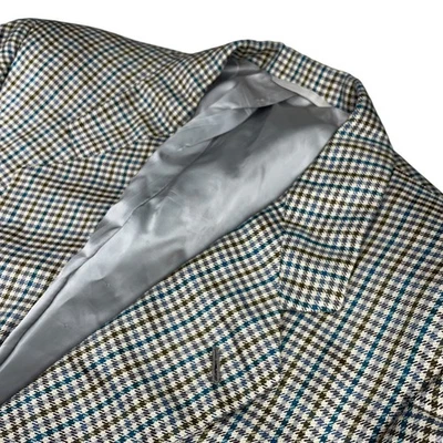 VTG Martin Greenfield Men’s 100% Wool Blazer Beige/Green/Blue Plaid • 44R US - Image 1 of 4