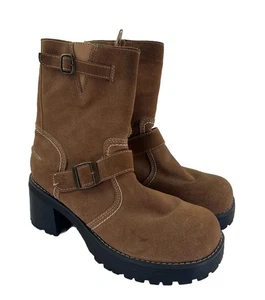Vintage Fashion Bug Fryer 9.5 Suede Leather Upper Y2K Chunky Platform Boot Shoes - Picture 1 of 18