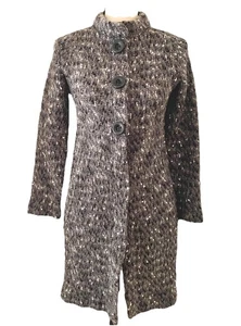 Bruno Manetti Italian Wool Alpaca Cashmere Long Grey Cardigan Coat U.S Sz S - Picture 1 of 14