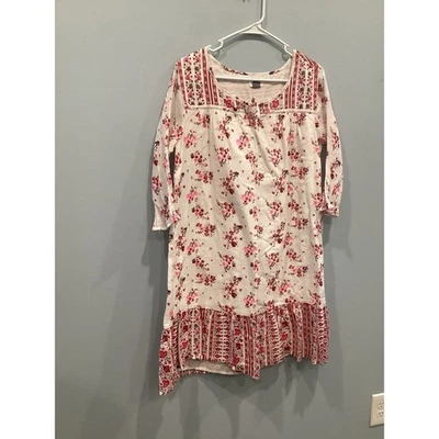 Antiguo Vestido Campesino Azul Marino Niñas Grandes Talla XXL Plus 16 Boho Rosa Floral Algodón Gasa Foto 1 de 4