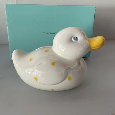 Vintage Tiffany & Co Piggy Bank Duck With Yellow Dots, Italy, Hand Painted - Image 1 of 4