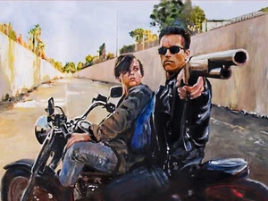 TERMINATOR TT Art-Iconic Movie Scenes with 6"x8" mounted prints-A4 framed - Picture 1 of 5