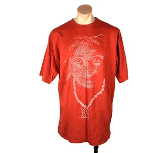 Vintage 90s MAKAVELI Tupac Dot Art Portrait Hip Hop/Rapper T-Shirt Red 2XL - Bild 1 von 11