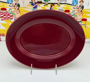 Harlequin Oval Platter 11" Homer Laughlin Burgundy Red - Picture 1 of 2