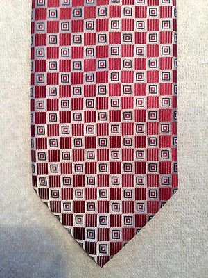 CORBATA CONVINGTON PARA HOMBRE 3,5 X 58 ROJA CON PATRÓN CUADRADO BLANCO PLATEADO Foto 1 de 4