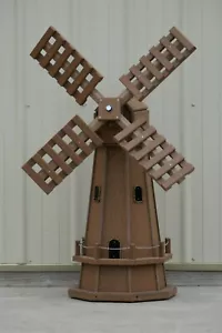 46" Octagon Poly Dutch Windmill, Antique Mahogany Wood Looking Windmills - Picture 1 of 2