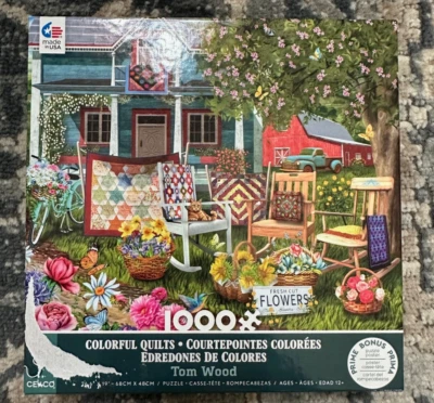 Ceaco jigsaw puzzle;  Colorful Quilts by Tom Wood;  1000 pcs;  3315-10 - Image 1 of 3