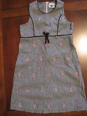 Hartstrings Girl Black Check Embroidered Flower Shift Dress Sundress Size 6X EUC - Image 1 of 3