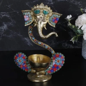 Ganesha Statue Brass Lord Ganpati Hindu God Showpiece Idol Vastu Diwali 8.5 Inch - Picture 1 of 5