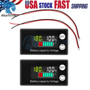 2x Digital 6133A LCD Voltage Meter DC8-100V Voltmeter Battery Power Dual Display - Picture 1 of 17