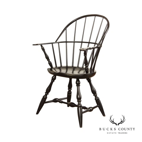 Custom Crafted Vintage Colonial Style Black Painted Windsor Armchair Cover